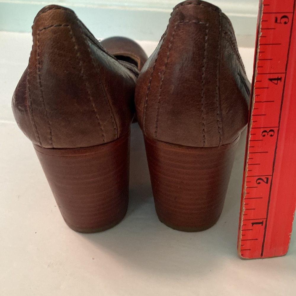 Frye Brown Leather Block Heel Pumps - Picture 5 of 7